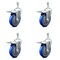 Service Caster 5 Inch Blue Polyurethane Swivel 10mm Stem Caster Set with Total Lock Brake SCC-TSTTL20S514-PPUB-BLUE-M1015-4 - alternate 1